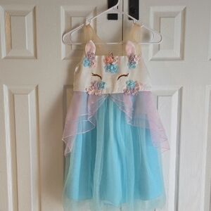 Adorable Unicorn Dress with Floral Accents